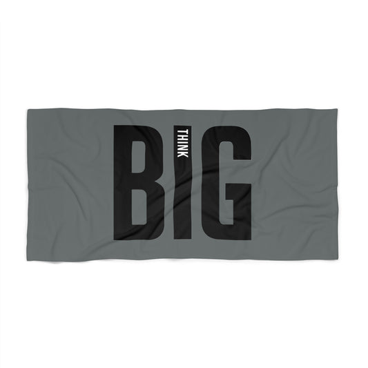 Beach Towel Think Big by Mariu del Campo — close-up of bold colors and Think Big artwork