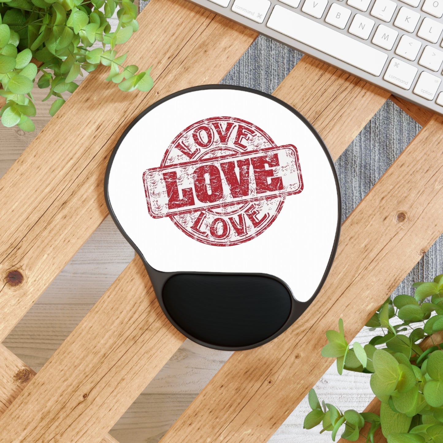 Mouse Pad With Wrist Rest Love by Mariu del Campo.