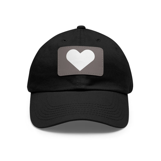 Hat Rectangle Leather Patch Love by Mariu del Campo — leather patch detail close-up