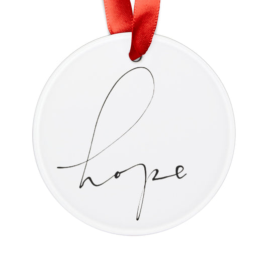 Ornament Acrylic Holiday Hope by Mariu del Campo — ribbon detail close-up