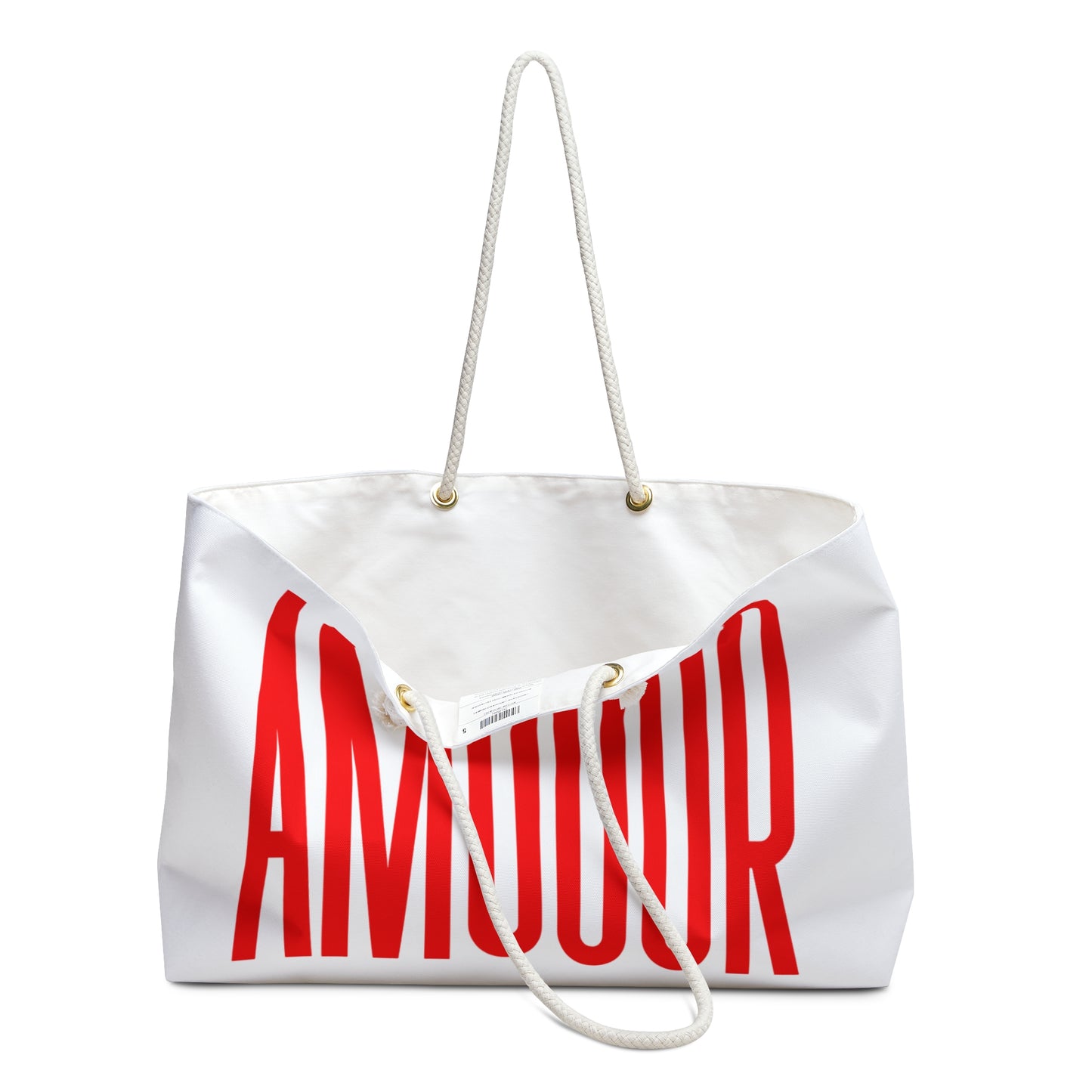 Bag Weekender Spacious with Bold AMOOOR' & 'ROOOMA Perfect for Travel & Getaways by Mariu del Campo.