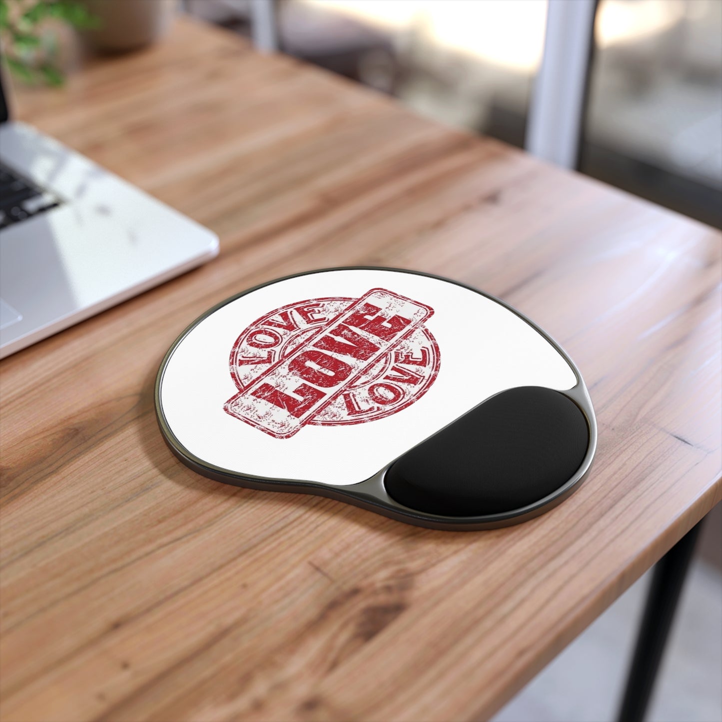 Mouse Pad With Wrist Rest Love by Mariu del Campo.