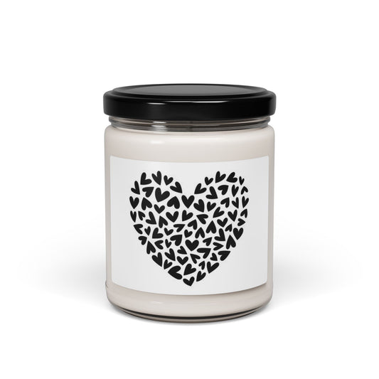 Soy Candle 9oz Hearts by Mariu del Campo — candle lit, cozy home lifestyle