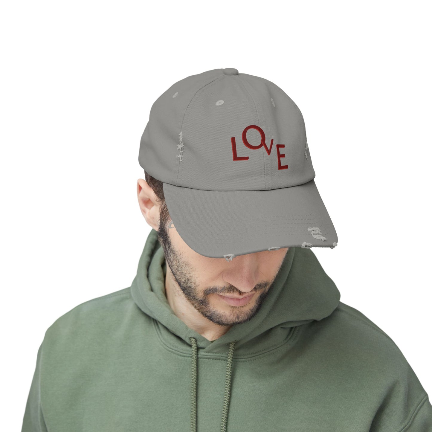 Hat Unisex Distressed Cap Love by Mariu del Campo. - Mariu del Campo