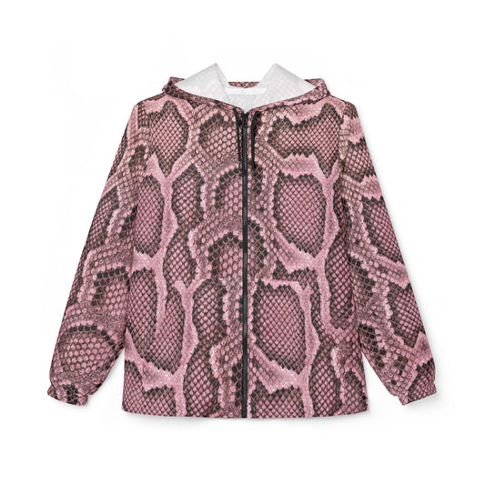 Jacket Windbreaker Pink Reptile by Mariu del Campo — back view full artwork