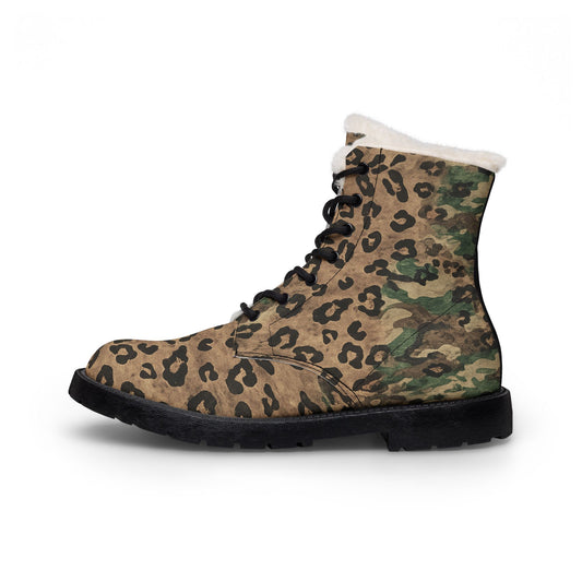 Leather Boots Leopard Camo by Mariu del Campo — side profile view
