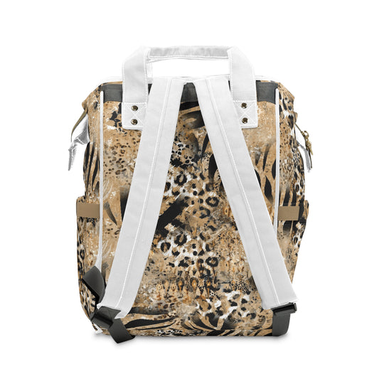 Diaper Backpack Safari by Mariu del Campo — open showing compartments