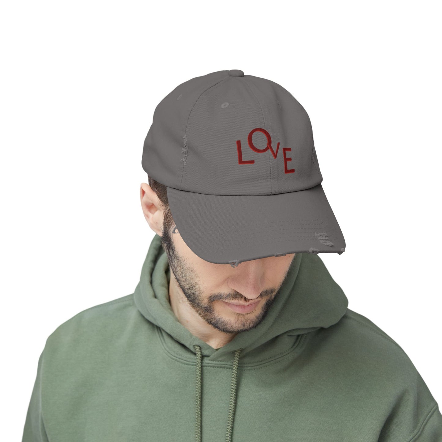 Hat Unisex Distressed Cap Love by Mariu del Campo. - Mariu del Campo