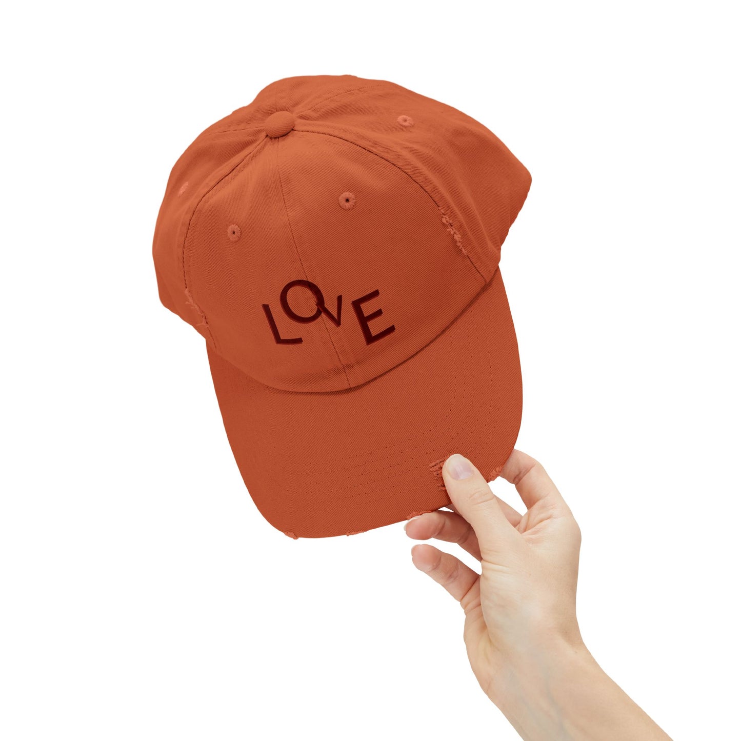 Hat Unisex Distressed Cap Love by Mariu del Campo. - Mariu del Campo