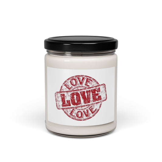 Soy Candle 9oz Love by Mariu del Campo — candle lit, warm lifestyle glow