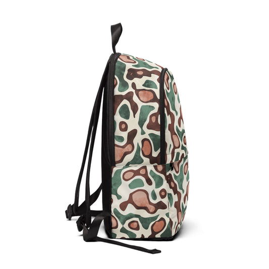 Backpack Unisex Fabric Camo by Mariu del Campo — side view padded straps
