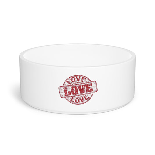 Pet Bowl white ceramic Love by Mariu del Campo — top view showing 16oz capacity