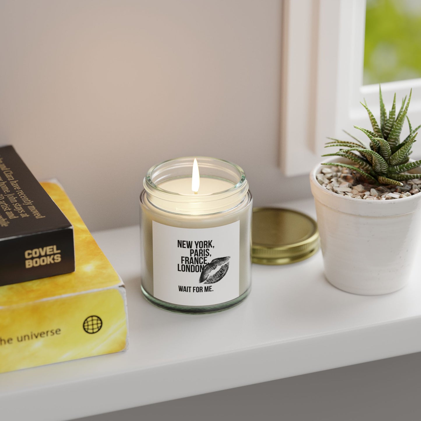 Scented Coconut Apricot Candles (4oz, 9oz) wait for me by Mariu del Campo.