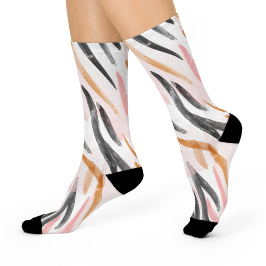Socks Cushioned Crew Paint by Mariu del Campo — side view showing crew height