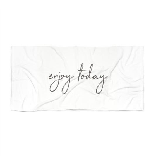 Beach Towel Enjoy Today by Mariu del Campo — close-up of Enjoy Today artwork and colors