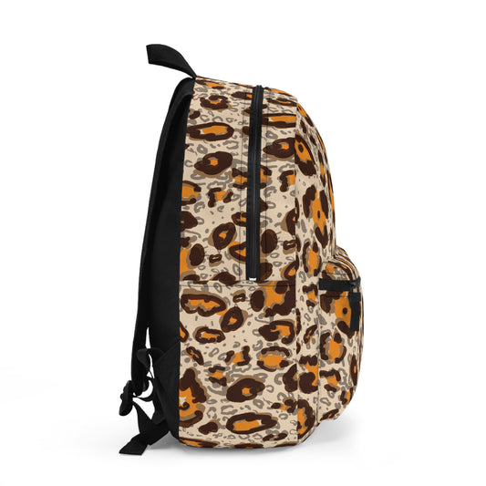 Backpack Unisex Leopard by Mariu del Campo — side view padded straps