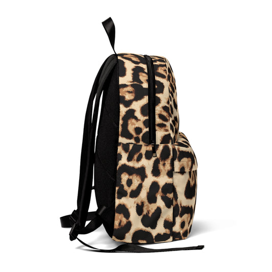 Backpack Unisex Classic Brown Leopard by Mariu del Campo — side view
