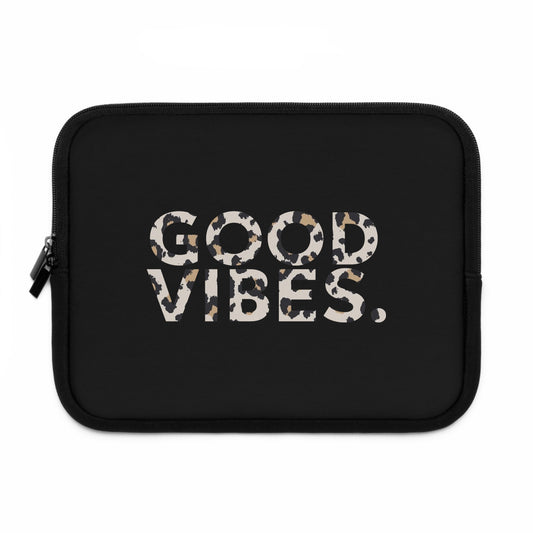 Laptop Sleeve Good Vibes by Mariu del Campo — 10 inch open side view