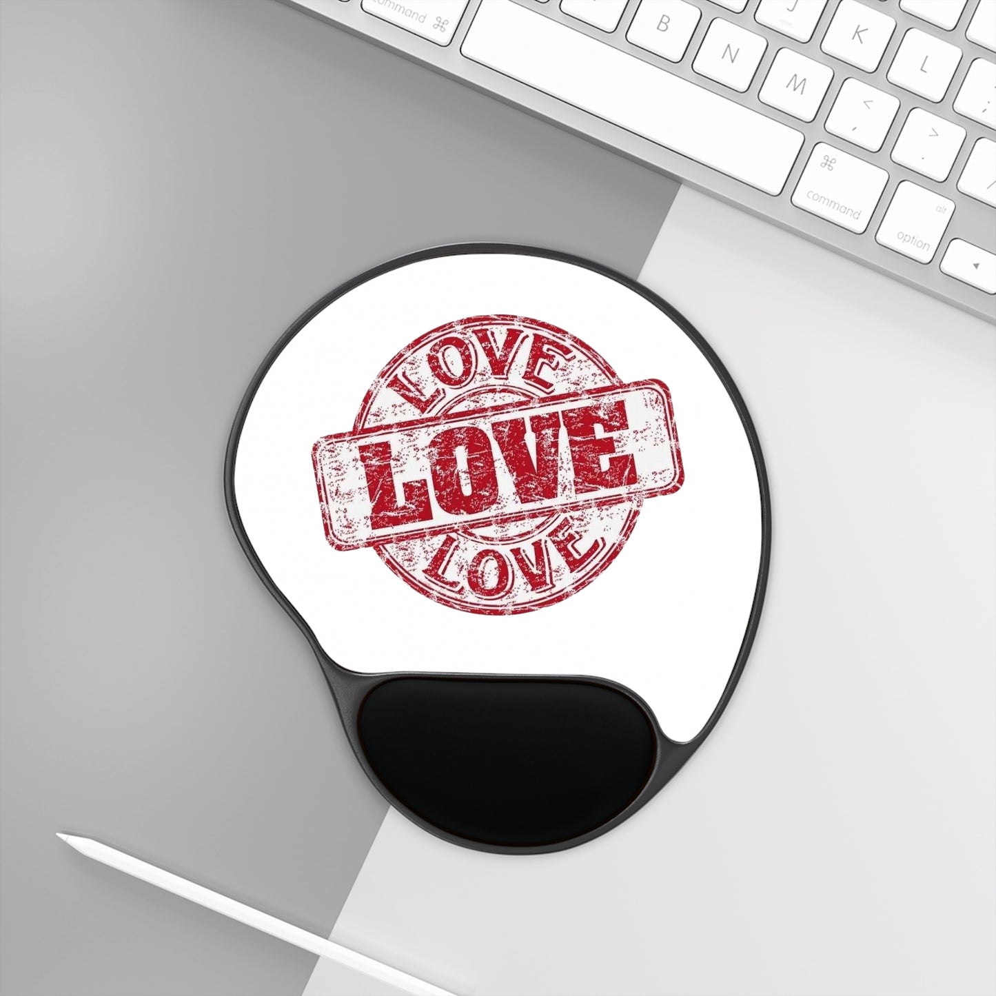 Mouse Pad With Wrist Rest Love by Mariu del Campo.
