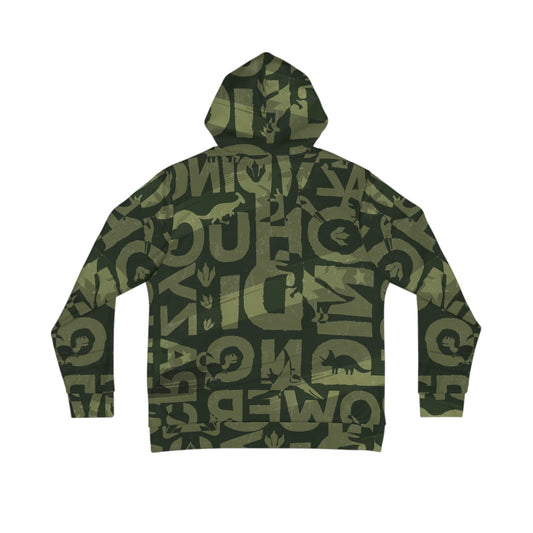 Hoodie Men's Dino by Mariu del Campo — back view full artwork
