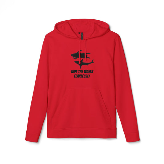 adidas® Unisex Fleece Hoodie Ride the Waves Fearlessly — by Mariu del Campo