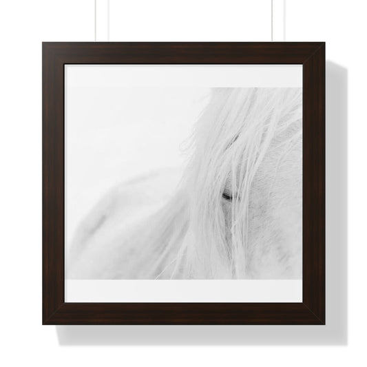 Poster Framed Horizontal Horse by Mariu del Campo — walnut frame option detail