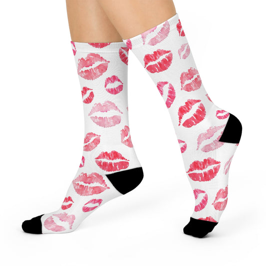 Socks Cushioned Crew Lips by Mariu del Campo — crew height side view
