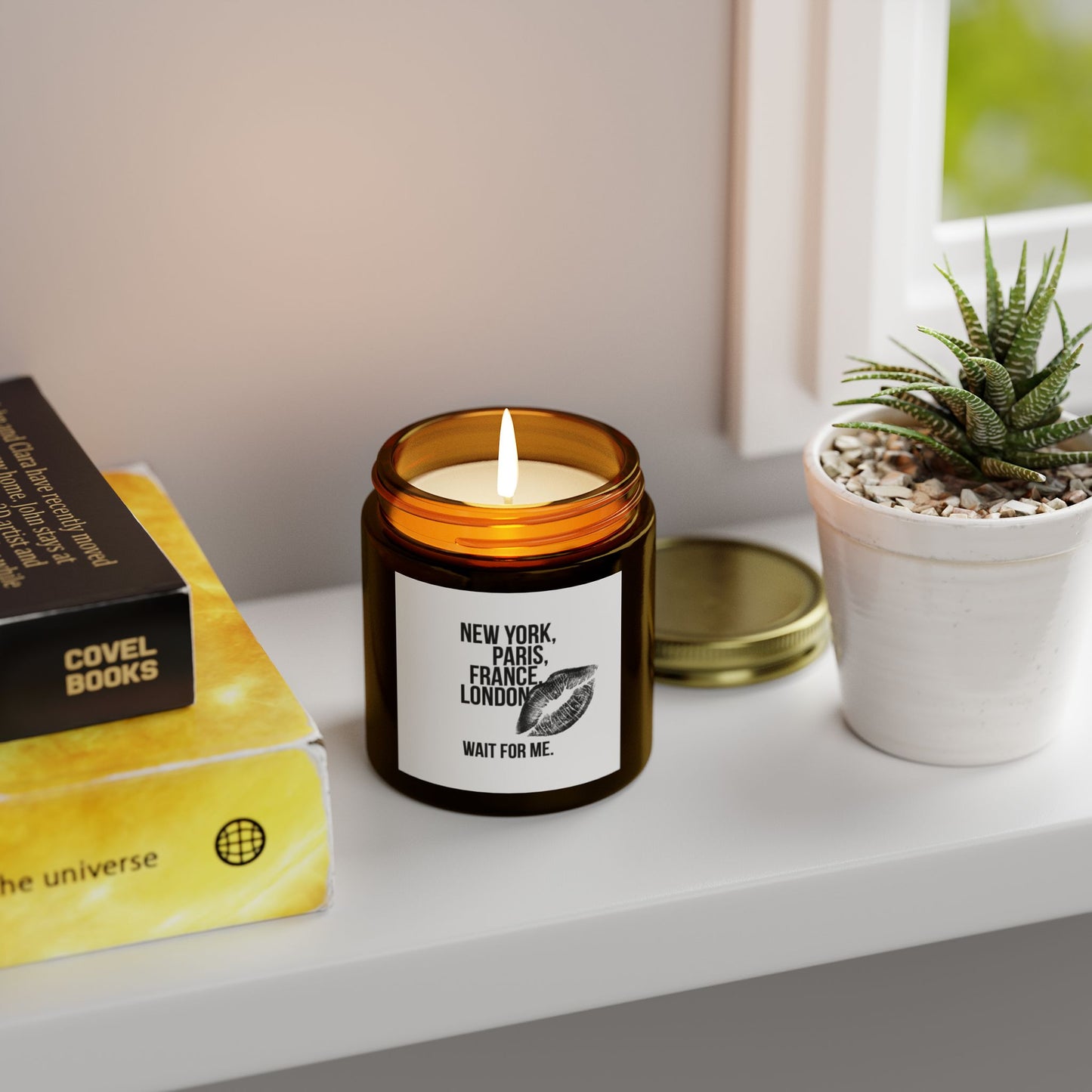 Scented Coconut Apricot Candles (4oz, 9oz) wait for me by Mariu del Campo.