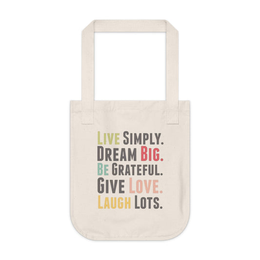 Bag Organic Canvas Tote live simply by Mariu del Campo. - Mariu del Campo