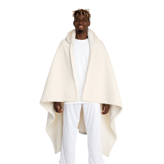 Hooded Sherpa Fleece Blanket Enjoy Today by Mariu del Campo — hood detail close-up