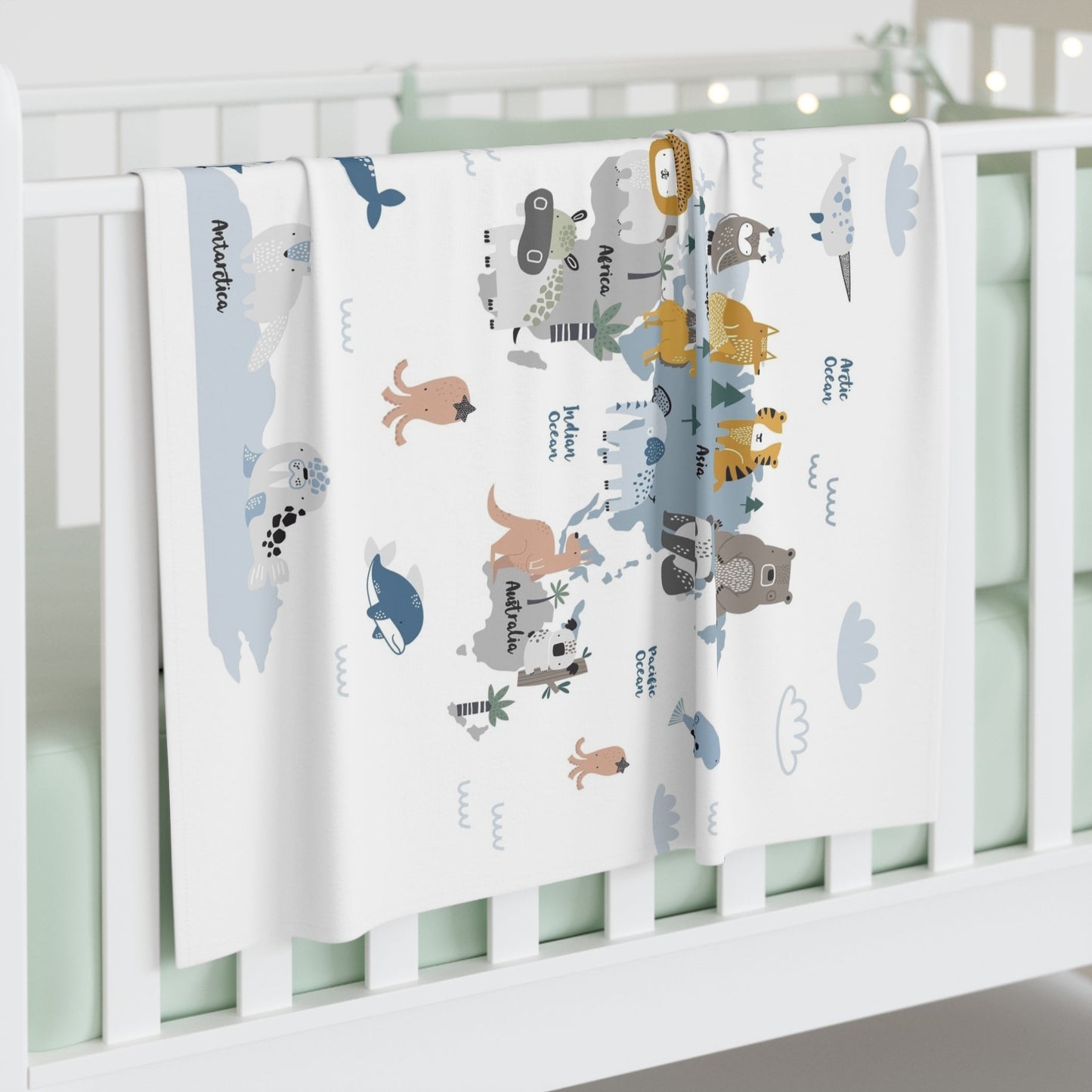 Blanket Unisex Baby Swaddle animal world by Mariu del Campo. - Mariu del Campo
