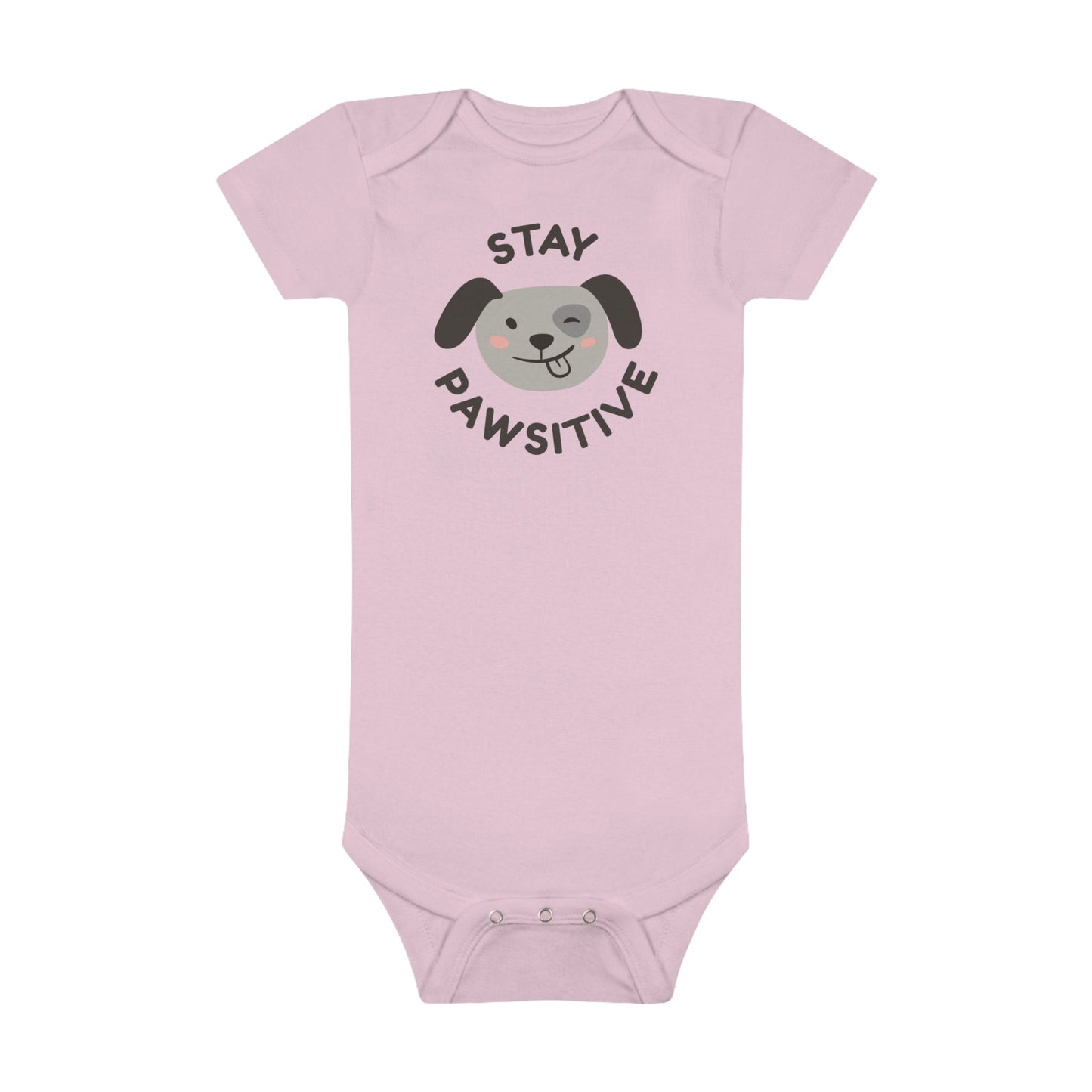 Bodysuit Unisex Baby Short Sleeve Stay Pawsitive by Mariu del Campo. - Mariu del Campo