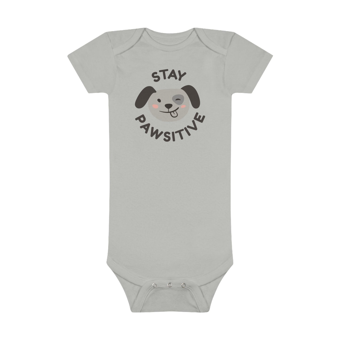 Bodysuit Unisex Baby Short Sleeve Stay Pawsitive by Mariu del Campo. - Mariu del Campo