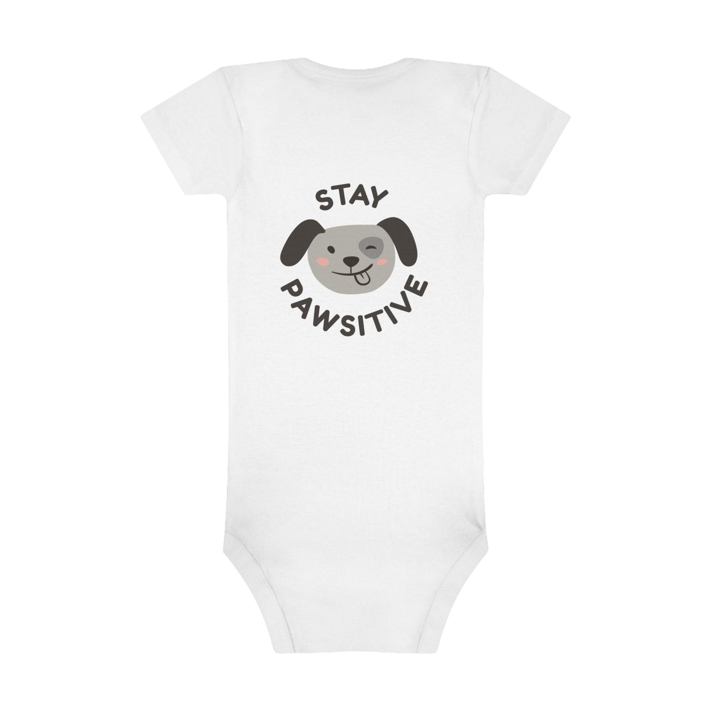 Bodysuit Unisex Baby Short Sleeve Stay Pawsitive by Mariu del Campo. - Mariu del Campo