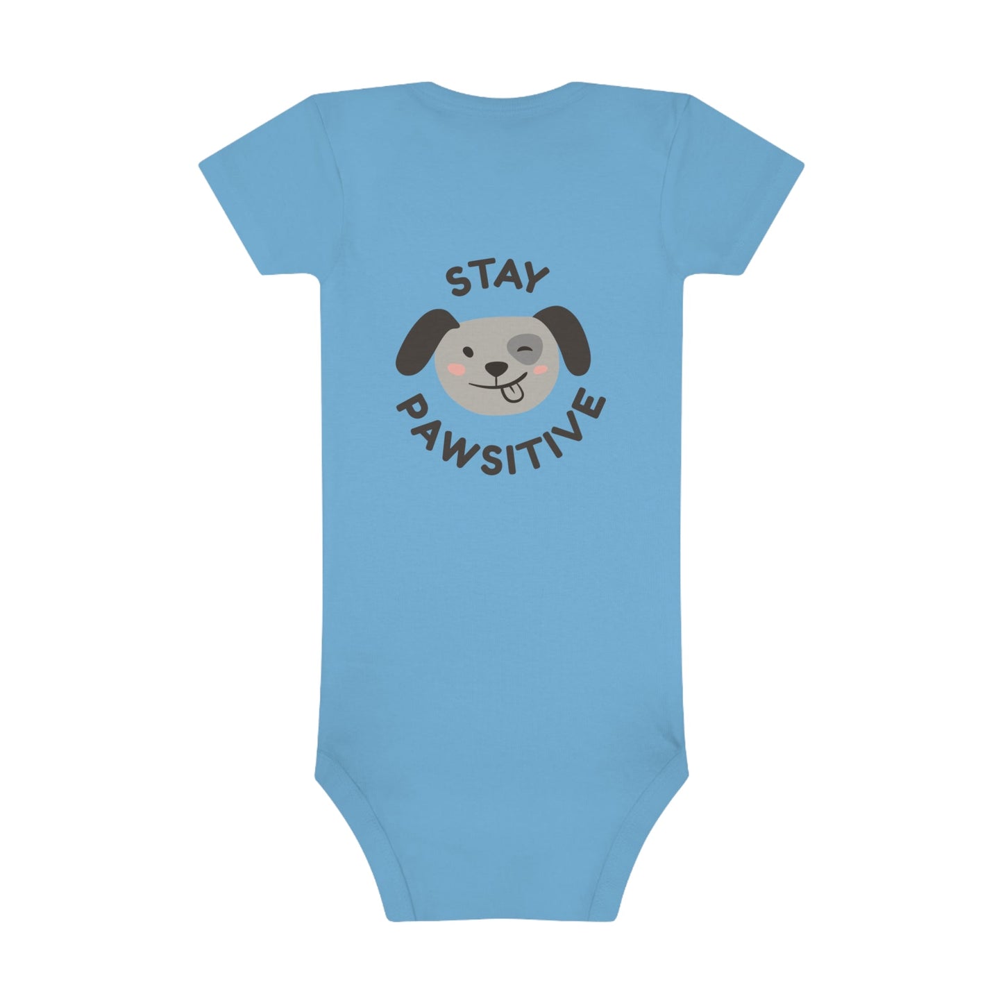 Bodysuit Unisex Baby Short Sleeve Stay Pawsitive by Mariu del Campo. - Mariu del Campo