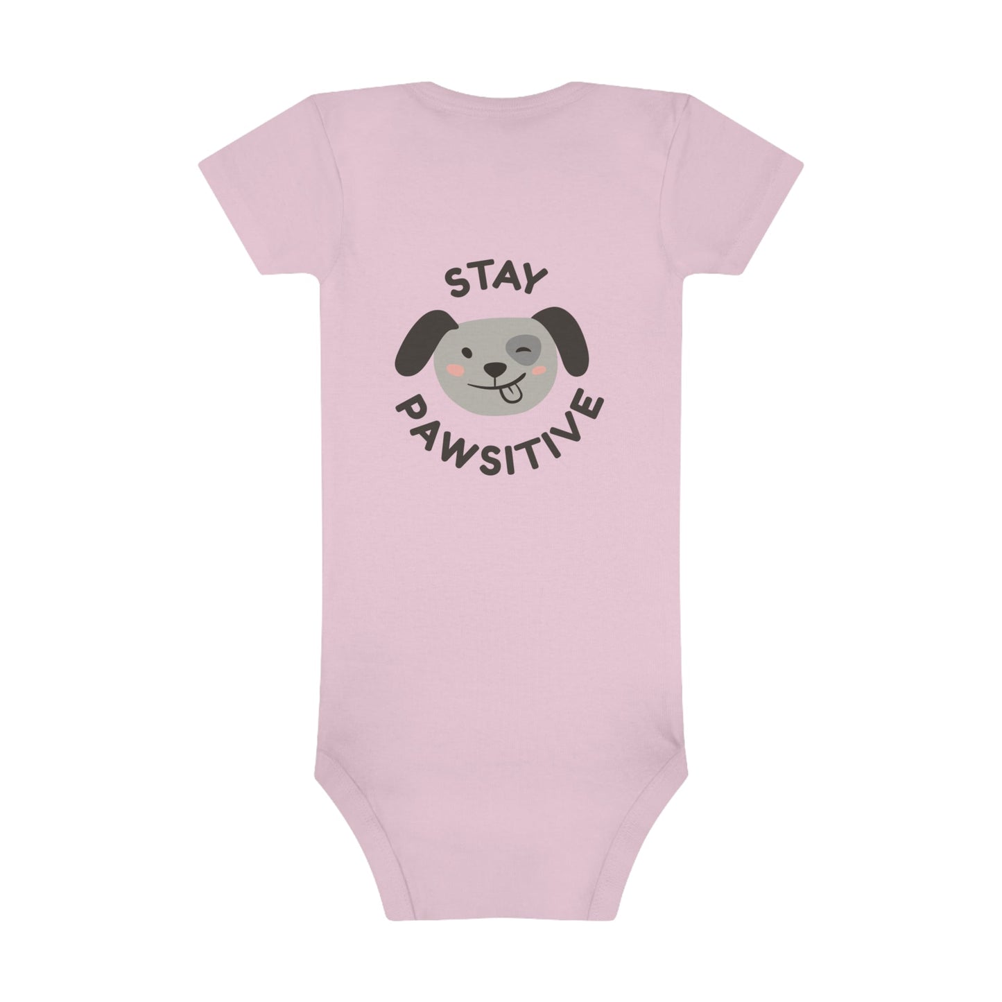 Bodysuit Unisex Baby Short Sleeve Stay Pawsitive by Mariu del Campo. - Mariu del Campo