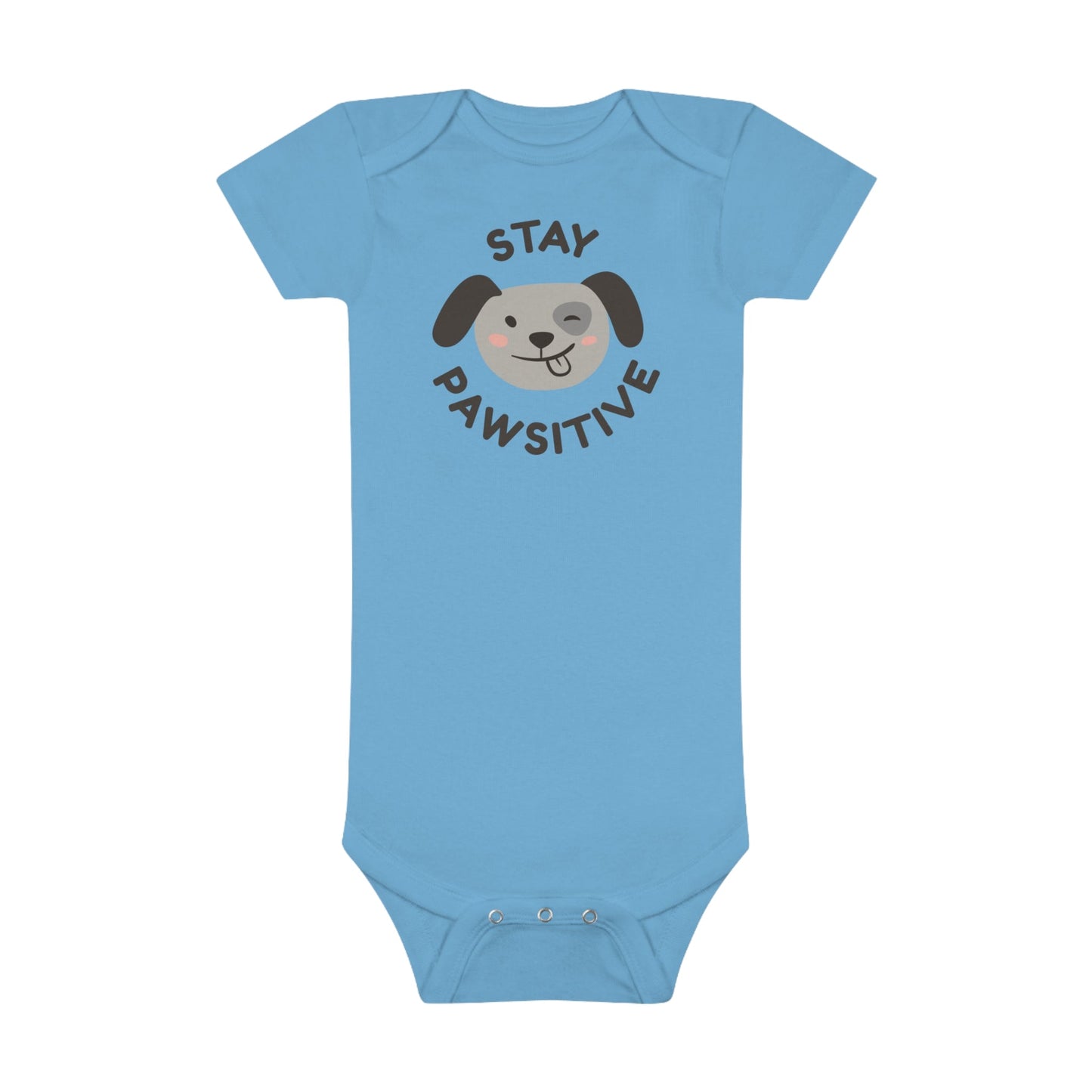 Bodysuit Unisex Baby Short Sleeve Stay Pawsitive by Mariu del Campo. - Mariu del Campo