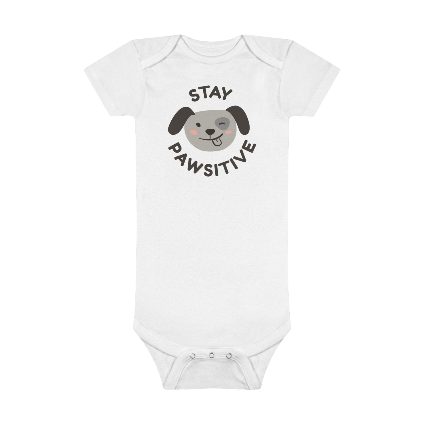 Bodysuit Unisex Baby Short Sleeve Stay Pawsitive by Mariu del Campo. - Mariu del Campo