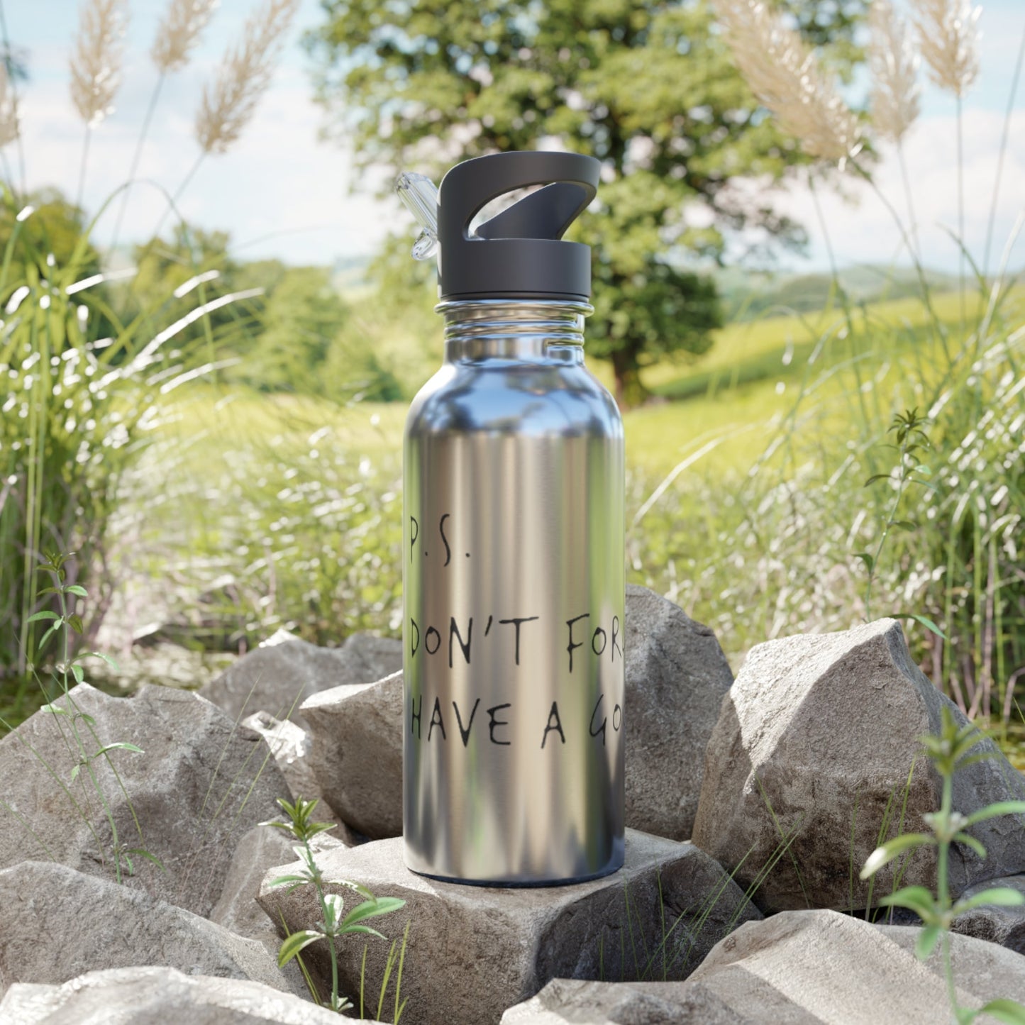 Bottle Stainless Steel Water With Straw, 20oz don't forget by Mariu del Campo. - Mariu del Campo