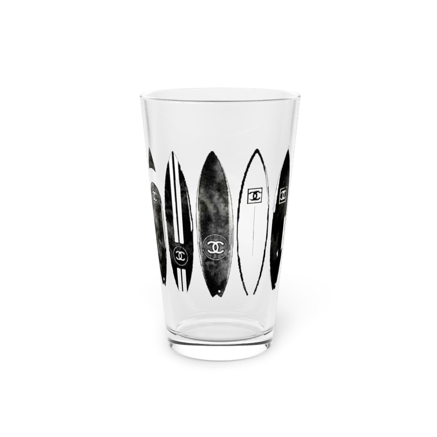 Glass Pint 16oz surf by Mariu del Campo. - Mariu del Campo
