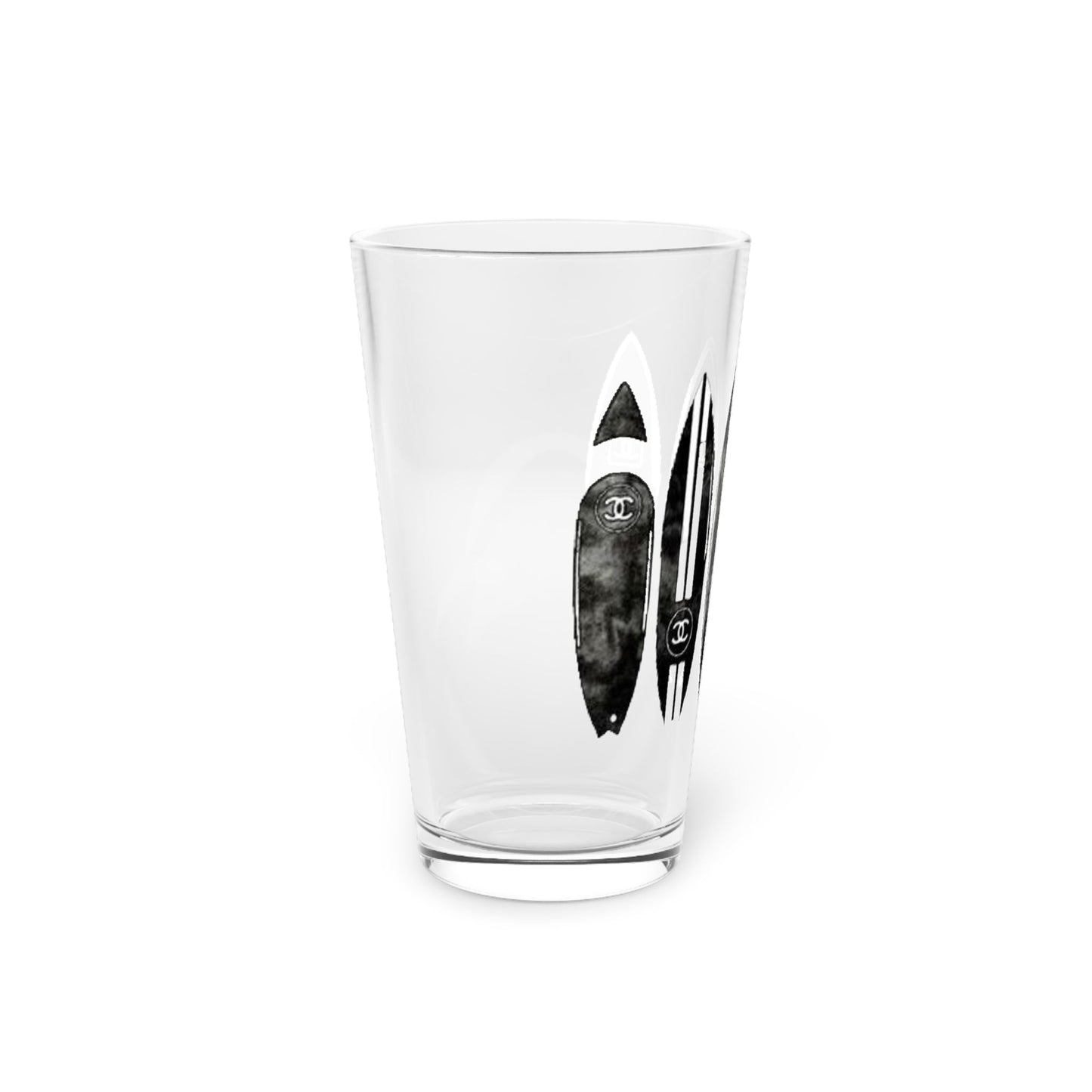 Glass Pint 16oz surf by Mariu del Campo. - Mariu del Campo