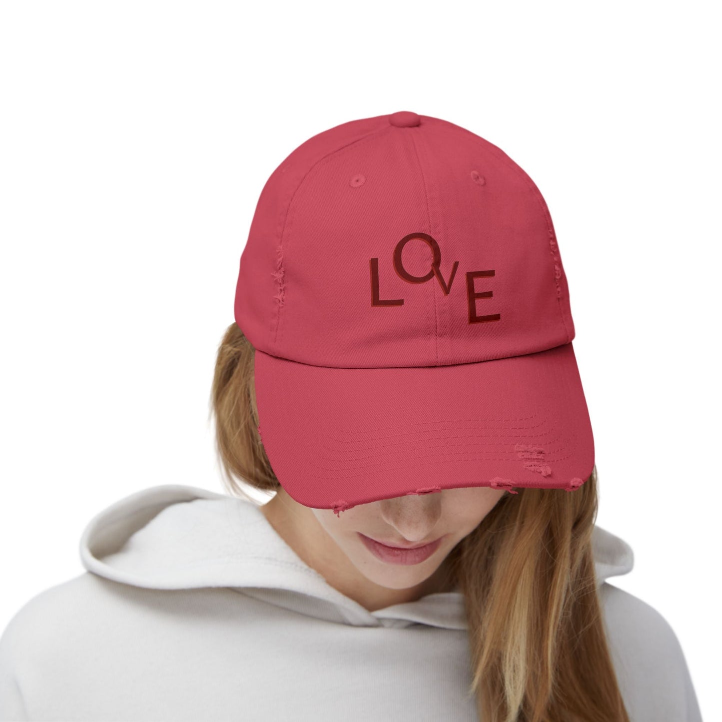 Hat Unisex Distressed Cap Love by Mariu del Campo. - Mariu del Campo