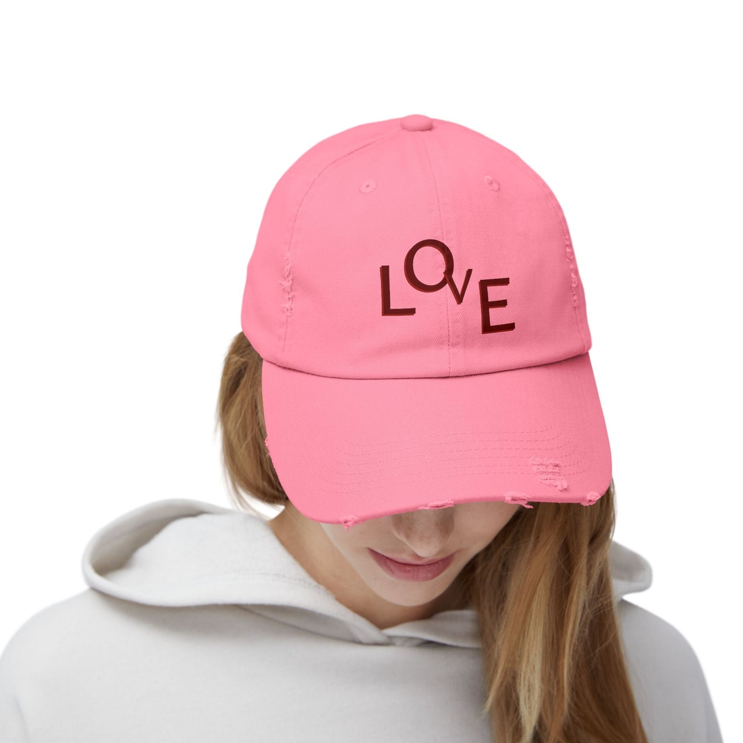 Hat Unisex Distressed Cap Love by Mariu del Campo. - Mariu del Campo