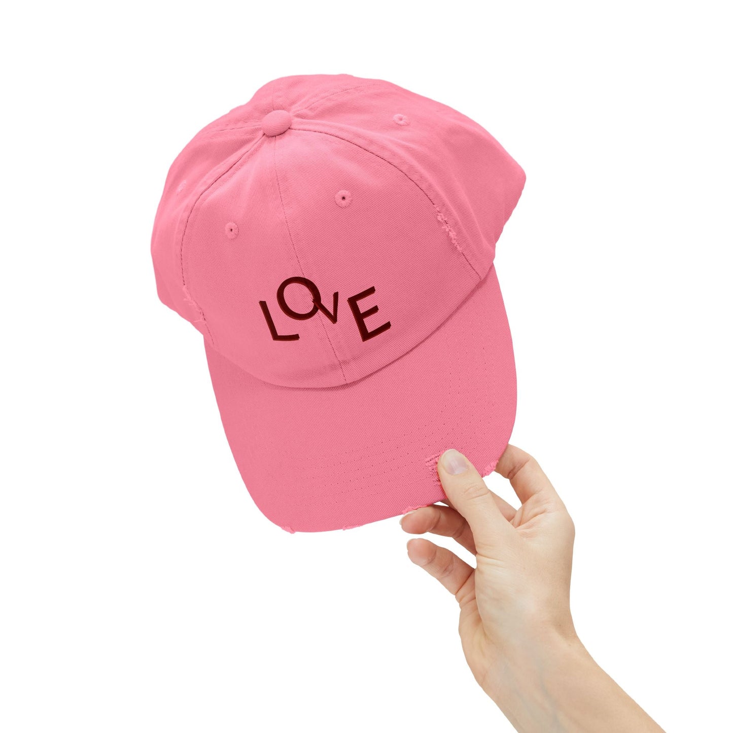 Hat Unisex Distressed Cap Love by Mariu del Campo. - Mariu del Campo