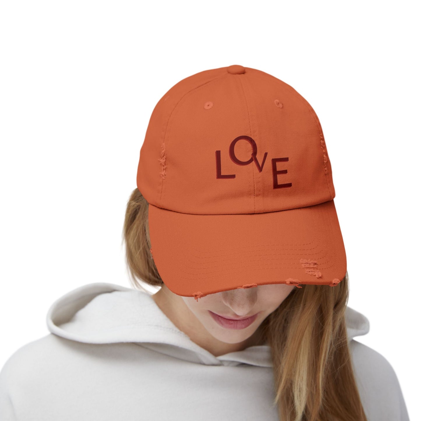 Hat Unisex Distressed Cap Love by Mariu del Campo. - Mariu del Campo