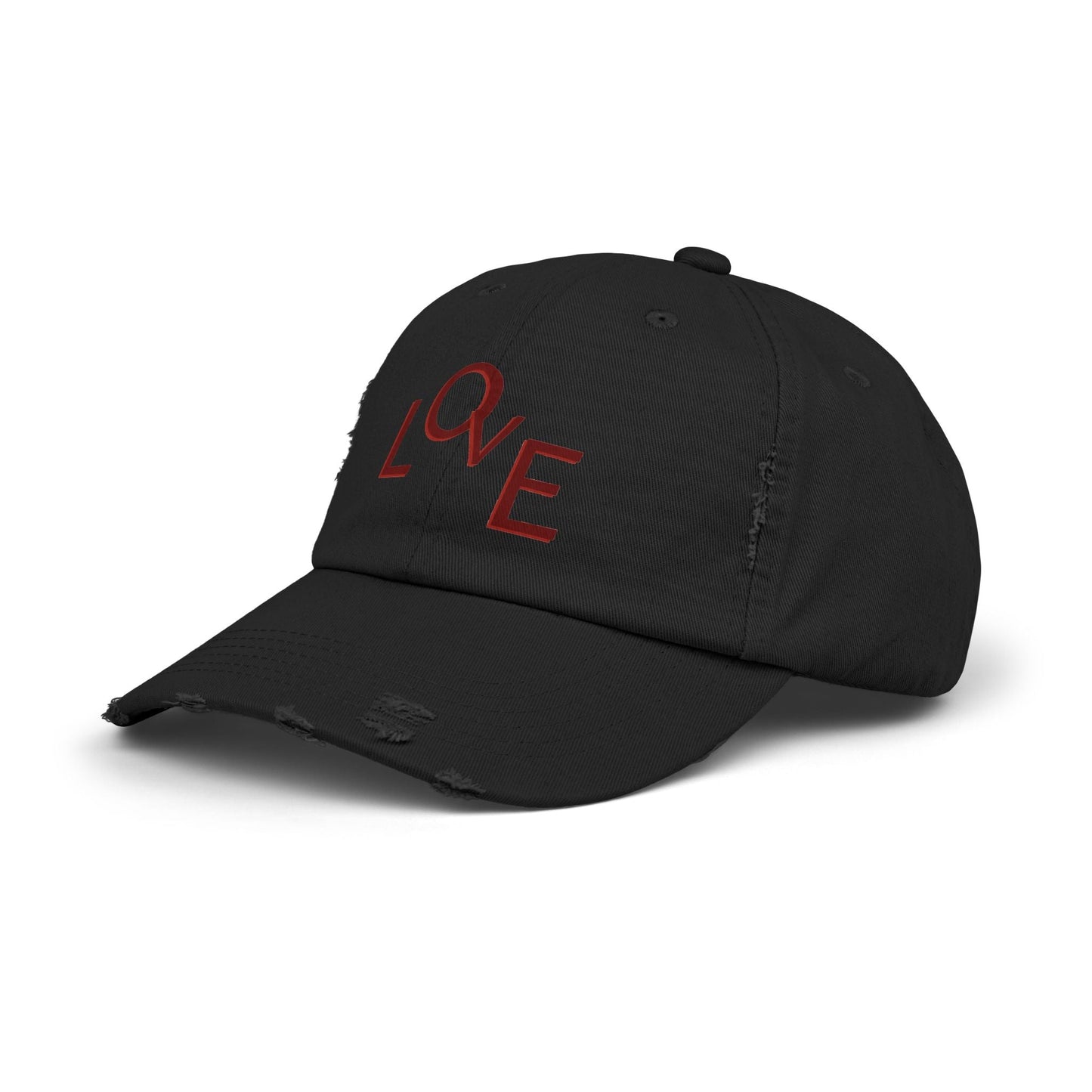 Hat Unisex Distressed Cap Love by Mariu del Campo. - Mariu del Campo