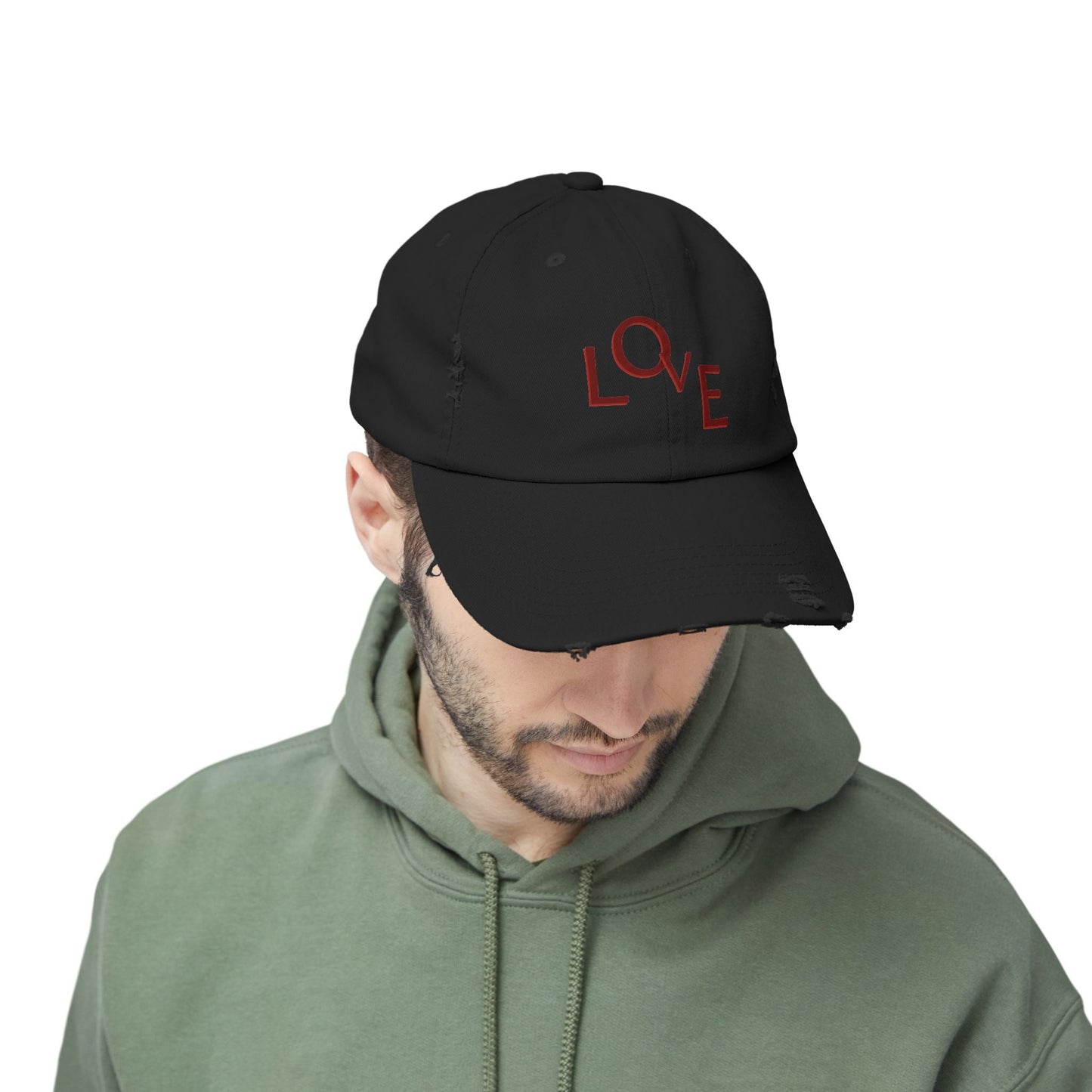 Hat Unisex Distressed Cap Love by Mariu del Campo. - Mariu del Campo