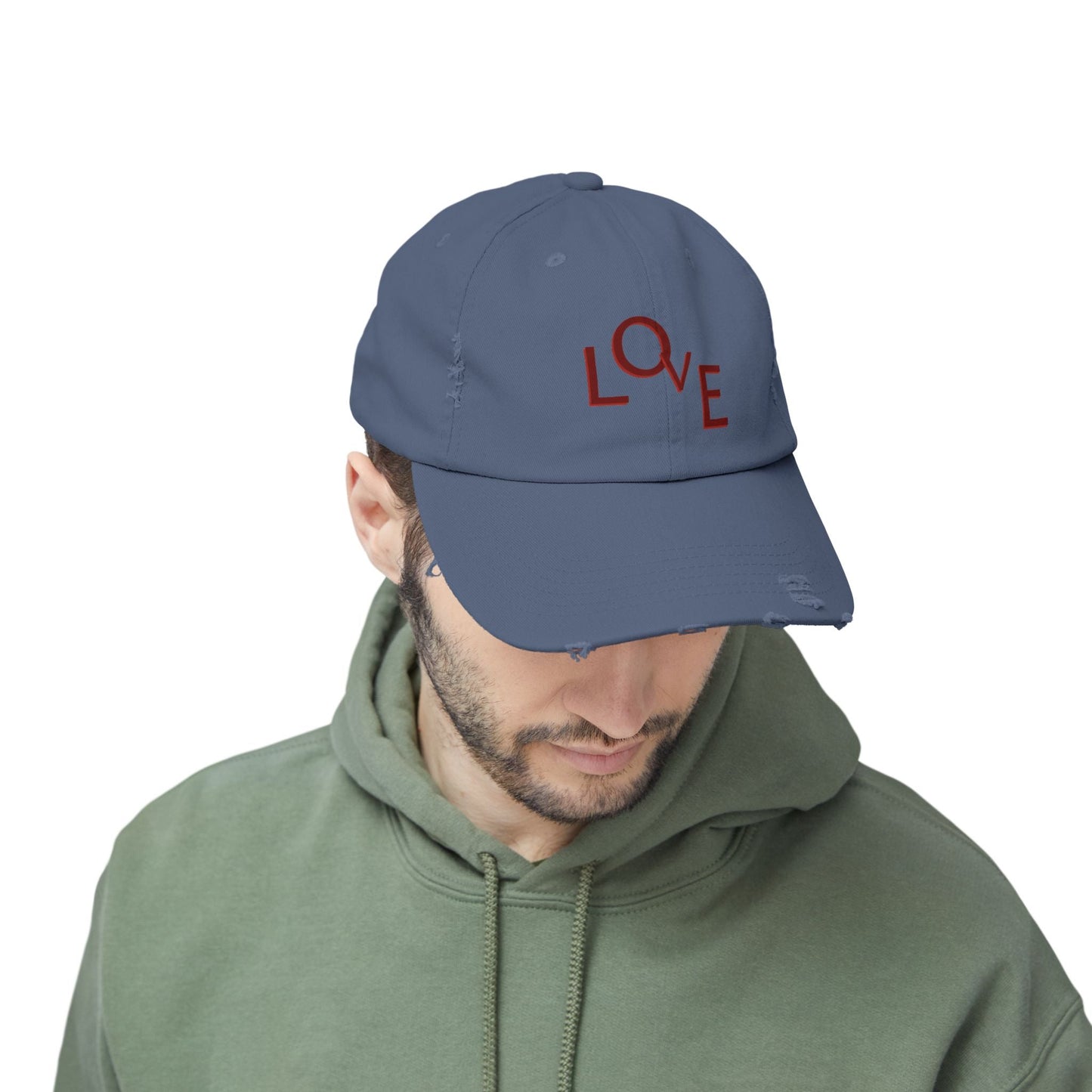 Hat Unisex Distressed Cap Love by Mariu del Campo. - Mariu del Campo