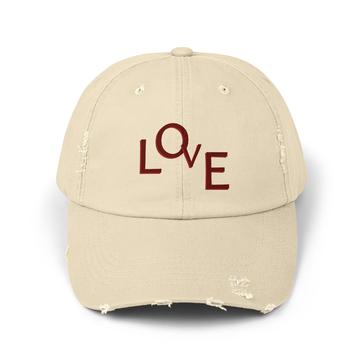 Hat Unisex Distressed Cap Love by Mariu del Campo. - Mariu del Campo