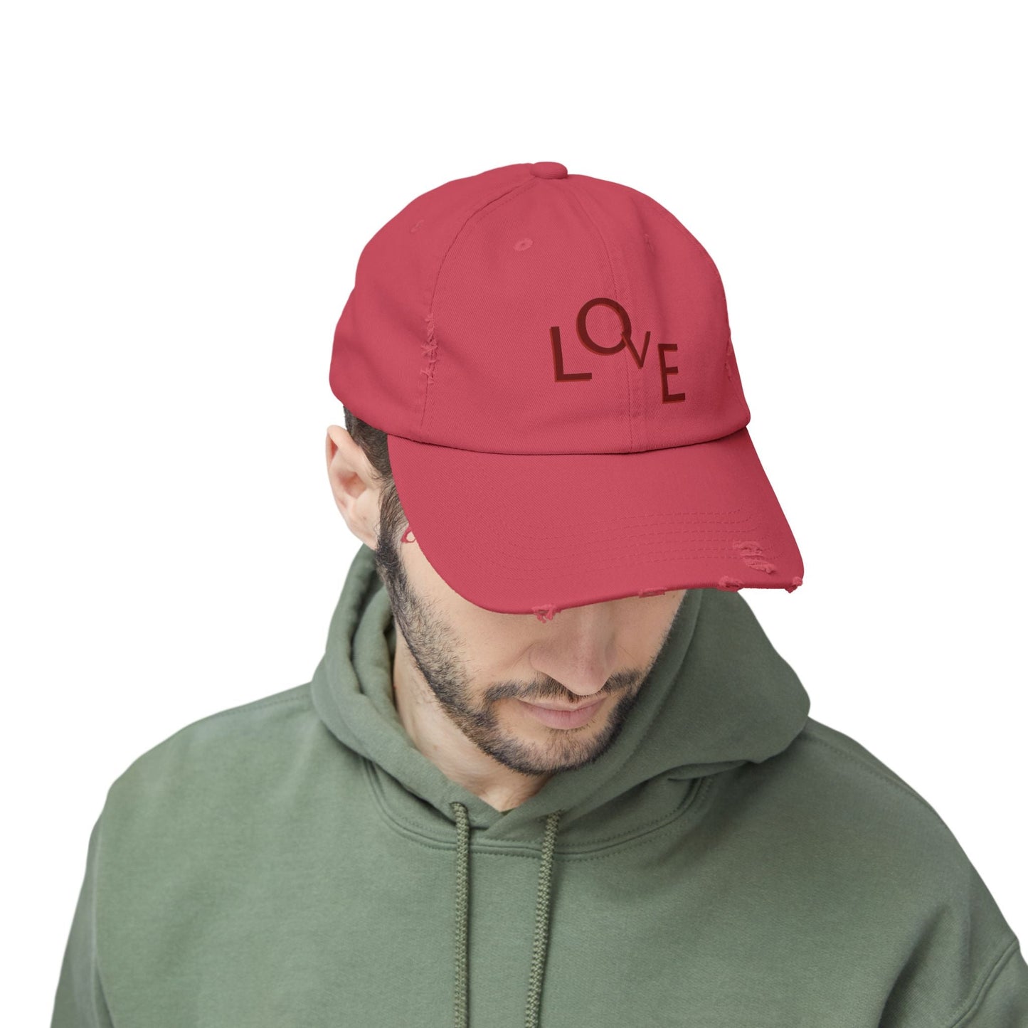 Hat Unisex Distressed Cap Love by Mariu del Campo. - Mariu del Campo